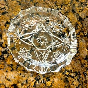 Vintage Ashtray trinket Dish Anchor Hocking Clear Cut Glass Star 5.25"